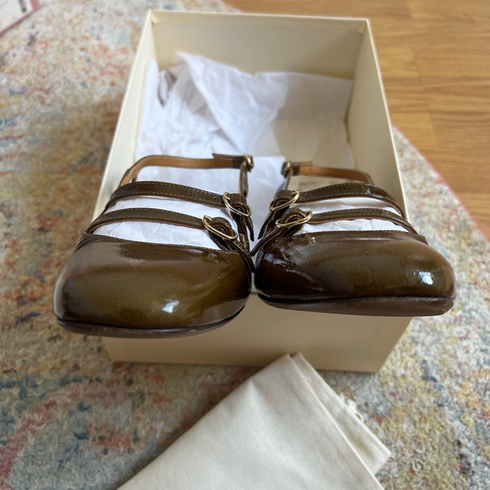 Sezane Paula Babies Patent Khaki - Size 7 - Picture 7 of 14